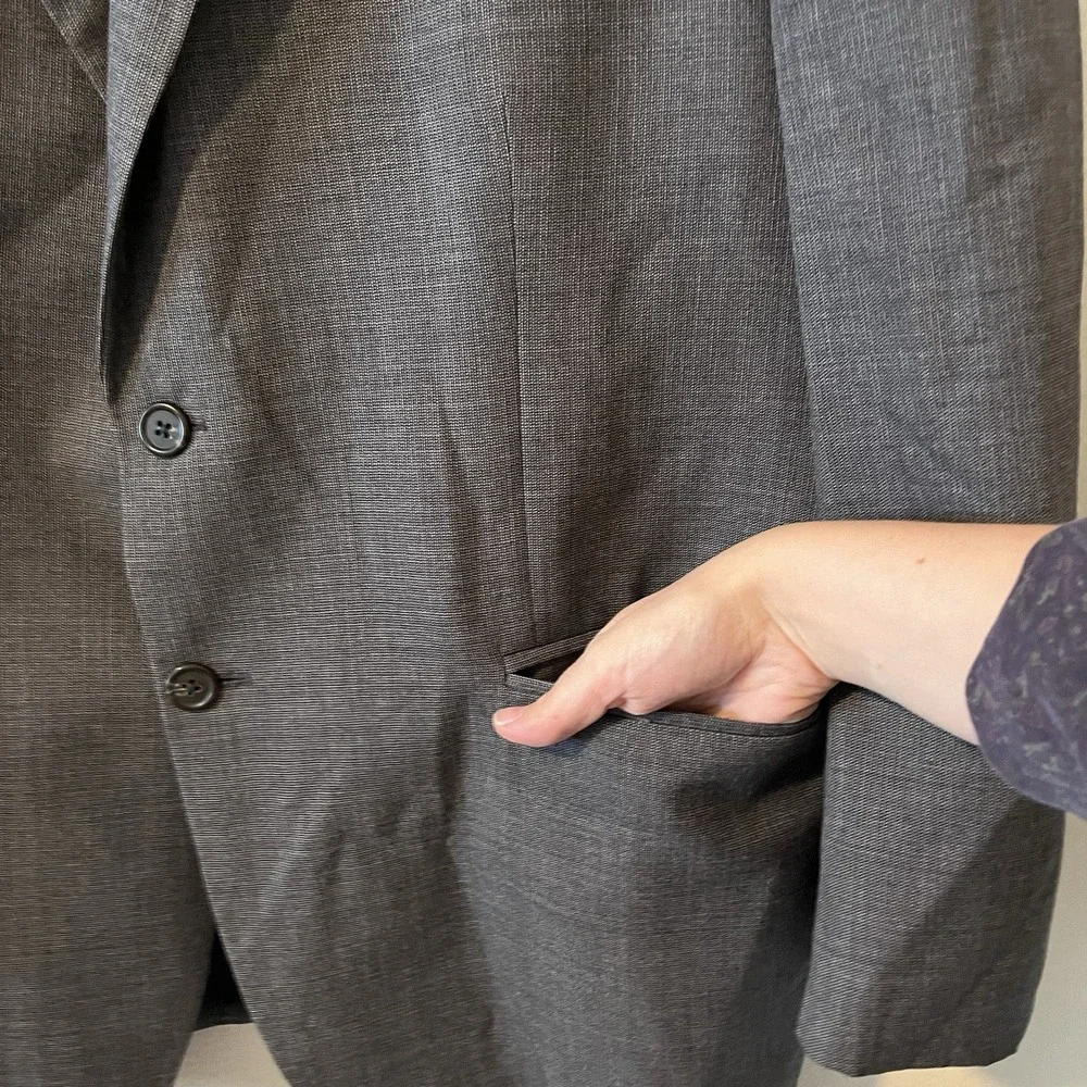 Men's Ralph Lauren Blazer Sport Coat Sz 44R Black Wool Grey Carter Workwear - Picture 3 of 8